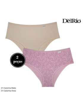Kit/2 Calcinha Delrio 50368 Feminina Básica Cotton T. P/GG