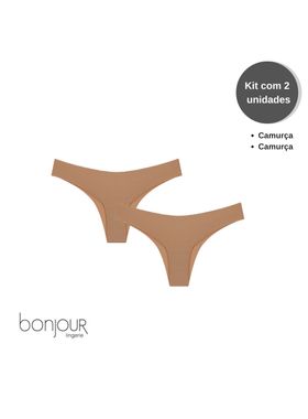Kit/2 Calcinha Biquíni Bonjour KT35870 Corte à Laser Microfibra T. P/EG
