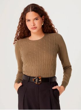 Blusão Tricô Hering K0MX Feminino Com Textura  Algodão T. P/XXG