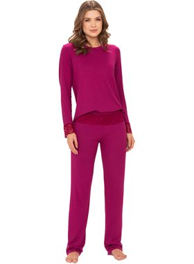 Pijama Longo Podiun 235111 Feminino Viscolycra Com Renda T. P/GG