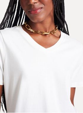 Camiseta Manga Curta Simples Reserva 81125 Feminina Gola V Algodão T.P/3G