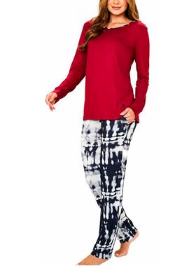 Pijama Longo Podiun 245111 Feminino Tie Die Rock Viscolycra T. P/GG
