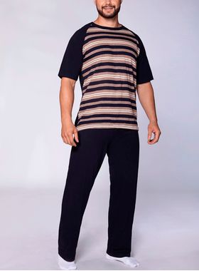 Pijama Longo Lupo 28513-001 Masculino Listrado Algodão T. P/XG