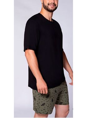 Pijama Curto Lupo 28514-001 Masculino Gola Com Botões Viscose T. P/GG