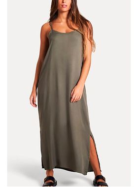 Vestido Longo Simples Reserva 86724 Alças Finas Viscose T. P/G