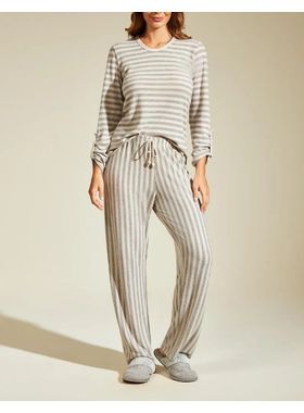 Pijama Longo Recco 16871 Feminino Listrado Tricot Winter T. 42/48