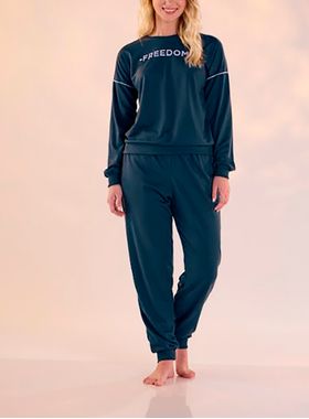 Pijama Longo Pzama 040411 Feminino Gola Redonda Poliéster T. P/EG