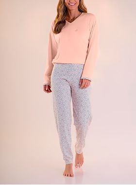 Pijama Longo Pzama  050207 Feminino Algodão T. P/EG