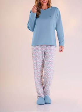 Pijama Longo Pzama 050224 Feminino Molentinho Poliéster T. P/EG