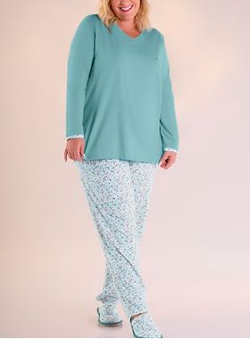 Pijama Longo Pzama 090203 Feminino Estampas Algodão T. 52/58
