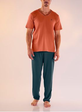 Pijama Longo Pzama 6011.241 Masculino Gola V Meia Malha T. P/EG