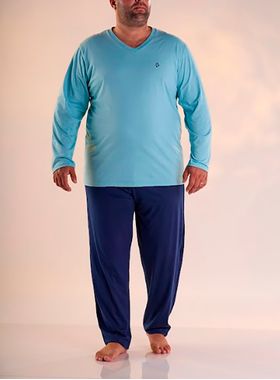 Pijama Longo Pzama 9016.241 Masculino Gola V Meia Malha T. 52/58