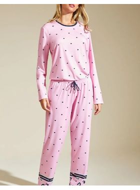 Pijama Longo Recco 17010 Feminino Coração Algodão T. 42/48