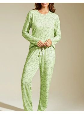 Pijama Longo Recco 17013 Feminino Com Gola Redonda Algodão T. 42/46