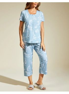 Pijama Manga Curta Recco 16950 Feminina Aberto Capri Algodão T. 44/50