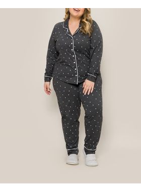 Pijama Longo Daisy Days & Borth 89.38.0024 Feminino Corações Algodão T. G1/G3