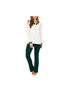 Pijama Longo Podiun 245127 Feminino Poá Viscolycra T. P/GG
