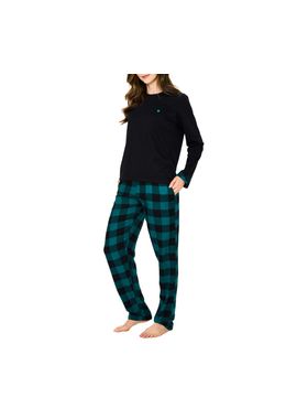 Pijama Longo Podiun 245140 Feminino Xadrez Moletinho e Viscose T. P/GG