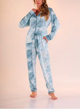 Pijama Longo Pzama 100194 Feminino Malha Modal Viscose T. P/EG