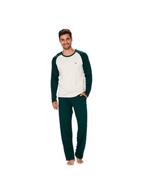 Pijama Longo Podiun 248118 Masculino Raglan Viscolycra T. M/GG