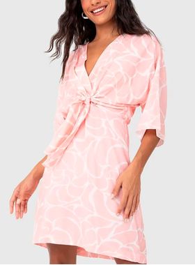 Vestido Curto Malwee 1000119293 Feminino Amarração Frontal Viscose T. P/GG