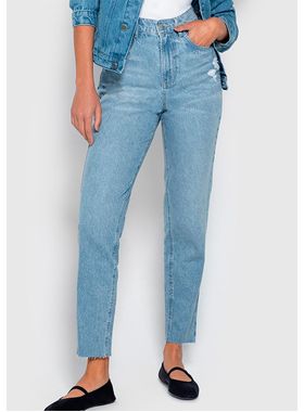 Calça Jeans Mom Enfim 1000117343 Feminina Detalhes Puídos Algodão T. 36/46