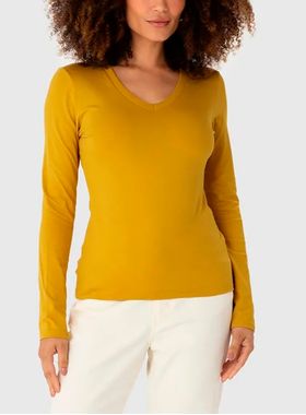 Blusa Manga Longa Malwee 1000026292 Feminina Decote V Algodão T. P/XGG