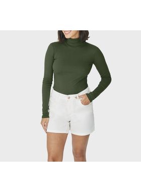 Blusa Manga Longa Malwee 1000026293 Feminina Gola Alta Algodão T. P/XGG