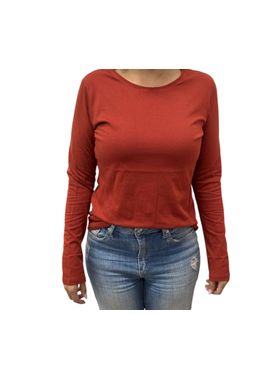Blusa Manga Longa Malwee 1000026302 Feminina Decote Redondo Algodão T. P/XGG