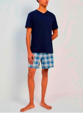 Pijama Curto Hering 76WX Masculino Estampas Algodão T. P/XXG