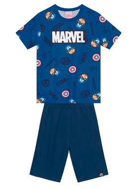 Conjunto Curto Brandili 36393 Infantil Marvel Capitão América Algodão T. 04/10