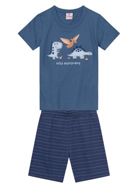 Conjunto Curto Brandili 36481 Infantil Listrado Dino Algodão T. 01/03