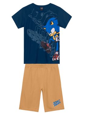 Conjunto Curto Brandili 36408 Infantil Sonic Algodão T. 04/10