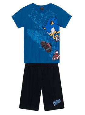 Conjunto Curto Brandili 36408 Infantil Sonic Algodão T. 04/10