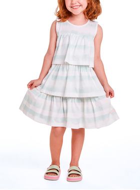 Vestido Regata Tip Top 23281132k Infantil Babados Algodão T.01/03
