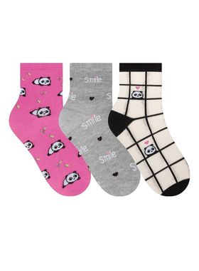 Kit/3 Meia Soquete Selene 7740.001 Feminina Estampas Algodão T.34/39