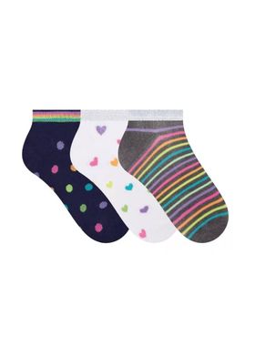 Kit/3 Meia Sapatilha Selene 7360.001 Feminina Estampada Algodão T. 34/39