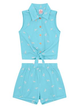 Conjunto Cropped Brandili 36233 Infantil Estampado Meia Malha T. 04/10