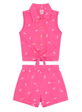 Conjunto Cropped Brandili 36233 Infantil Estampado Meia Malha T. 04/10