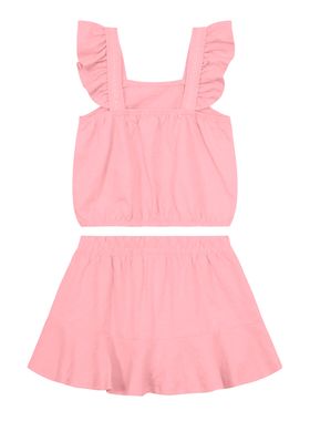 Conjunto Cropped Brandili 36255 Infantil Shorts Saia Algodão T. 01/03