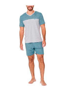 Pijama Curto Podiun 258024 Masculino Gola V Algodão T. M/GG