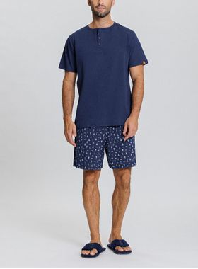 Pijama Curto Mensageiro Dos Sonhos 0131900 Masculino Peitiho com Botões Algodão T. M/GG