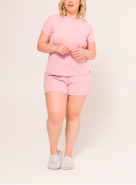 Pijama Curto Daisy Days 88.38.0031 Plus Size Canelado Viscose T. G1/G3