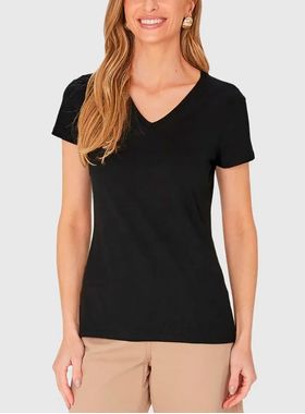 Blusa Baby Look Malwee 1000047373 Feminina Gola V Algodão T. P/XGG