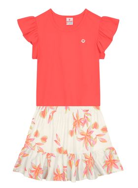 Conjunto Cropped Brandili 36230 Infantil Saia Shorts Estampado Algodão T. 04/10