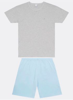 Pijama Curto Malwee 1000122448 Masculino Gola Careca Algodão T. P/GG