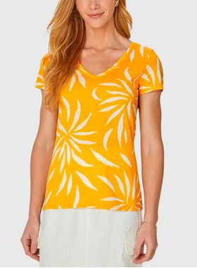 Blusa Baby Look Malwee 1000040334 Feminina Estampada Meia Malha T. P/XGG