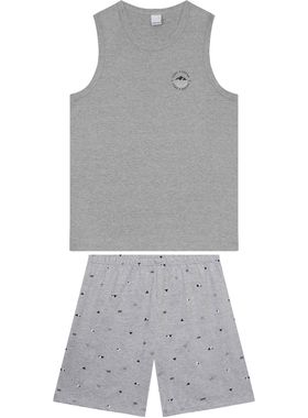 Pijama Curto Malwee 1000122445 Masculino Estampado Meia Malha T. P/GG