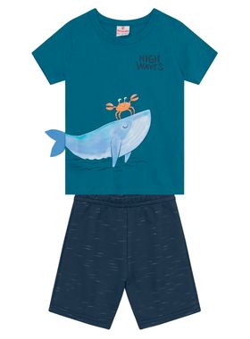Conjunto Curto Brandili 36480 Infantil Estampa Interativa Algodão T. 01/03