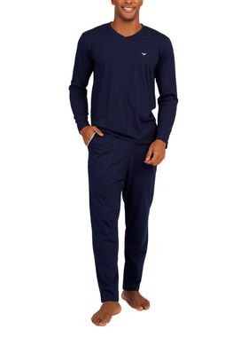 Pijama Longo Podiun 258144 Masculino Gola V Algodão T. M/GG